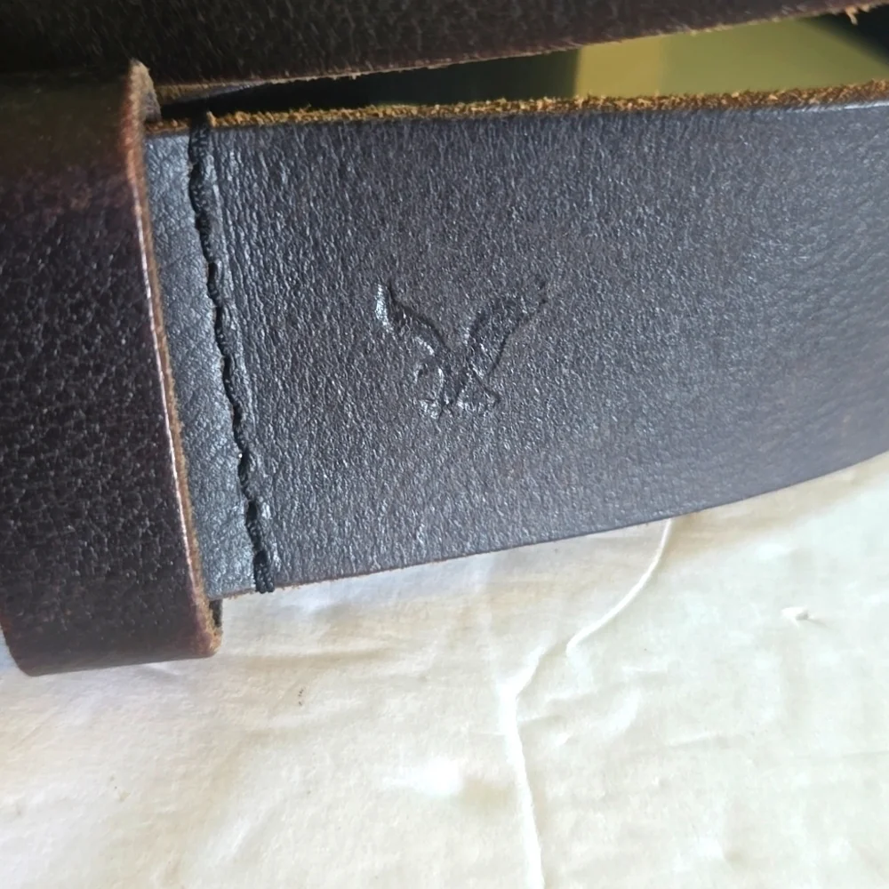 American Eagle Dark Brown Premium Leather Belt Silver Buckle New! Sz.30
